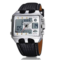 OHSEN Watches Men Sports Watches Men Dual Display Quartz Wristwatches Leather Men'S Watches Relogio Masculino Reloj Hombre