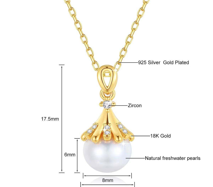 18K Gold Necklace Pendant round Natural Freshwater Pearl AU750 Yellow Gold Pendant Women'S Fine Jewelry Gift with Certificate