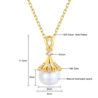 18K Gold Necklace Pendant round Natural Freshwater Pearl AU750 Yellow Gold Pendant Women'S Fine Jewelry Gift with Certificate