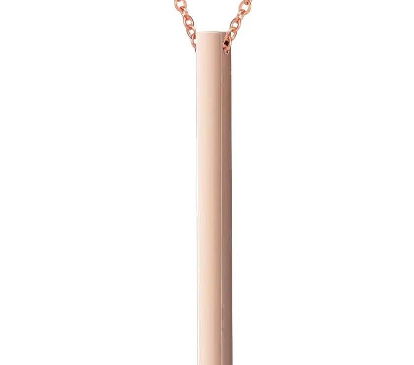 Women's Customized Personality Engrave Coordinates Name Stainless Steel Bar Necklace Pendant Men Women Valentines Day Gift for Lovers