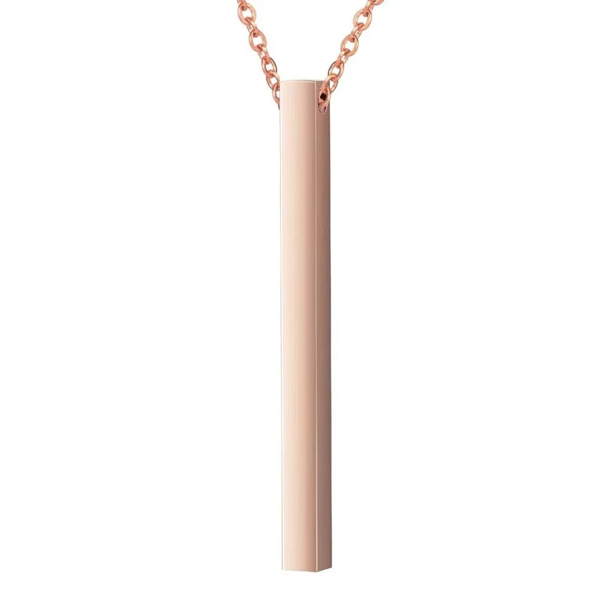 Women's Customized Personality Engrave Coordinates Name Stainless Steel Bar Necklace Pendant Men Women Valentines Day Gift for Lovers