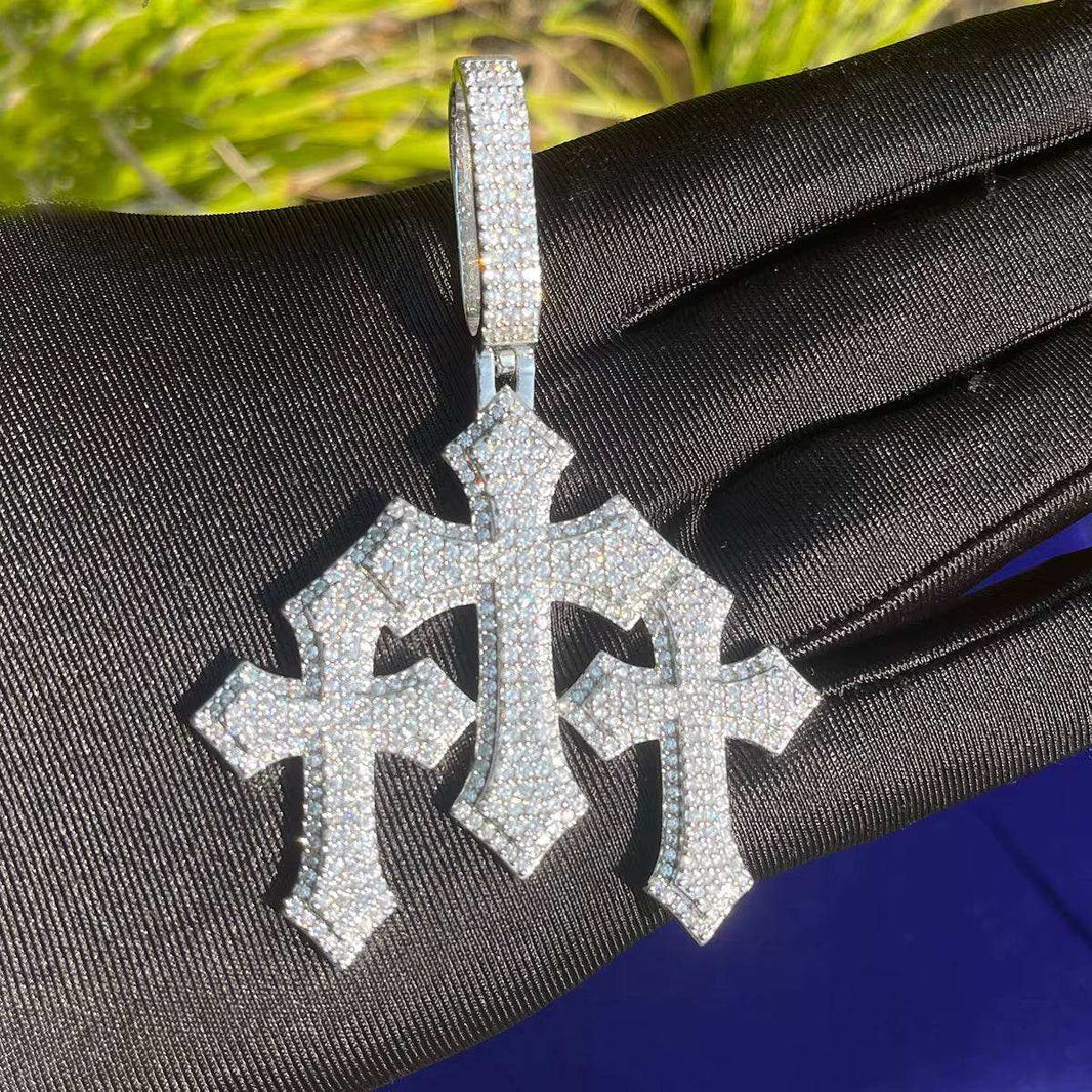 Iced Out Cross for Women White Gold Plated Real Copper Cubic Zirconia Luxury Hip Hop Jewelry