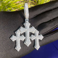 Iced Out Cross for Women White Gold Plated Real Copper Cubic Zirconia Luxury Hip Hop Jewelry