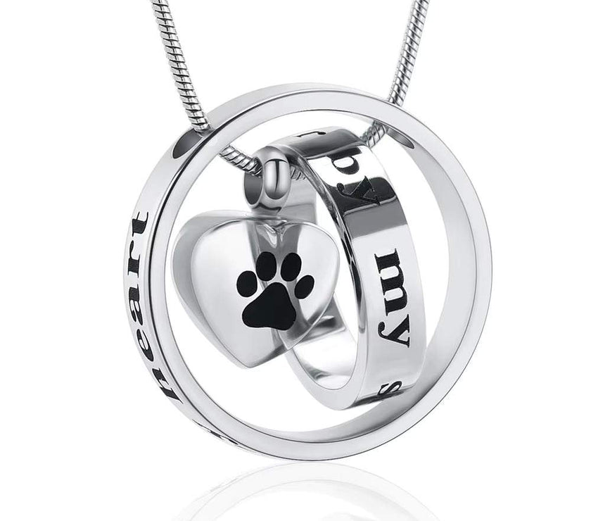 Cremation Jewelry Urn Pendant Necklace for Pet Dog Cat Ashes 316L Stainless Steel Customized Gift to Women Men Keepsake Jewelry