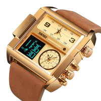 Mens SKMEI Men Watch Large Dial Digital Quartz Sport Stopwatch Leather Wristwatch New