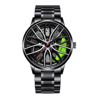 Car Watches for Men Waterproof Stainless Steel Quartz Wrist Watch Sports Men'S Watches with Car Wheel Rim Hub Design