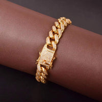 Miami Cuban Link Bracelet for Men Real Gold Plated Hip Hop Jewelry