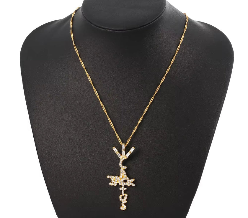 Travis Scott Product Brand Cactus Jack Shape Pendant Necklace Ice Crystal Cubic Zirconia Pendant Hip Hop Jewelry Gift