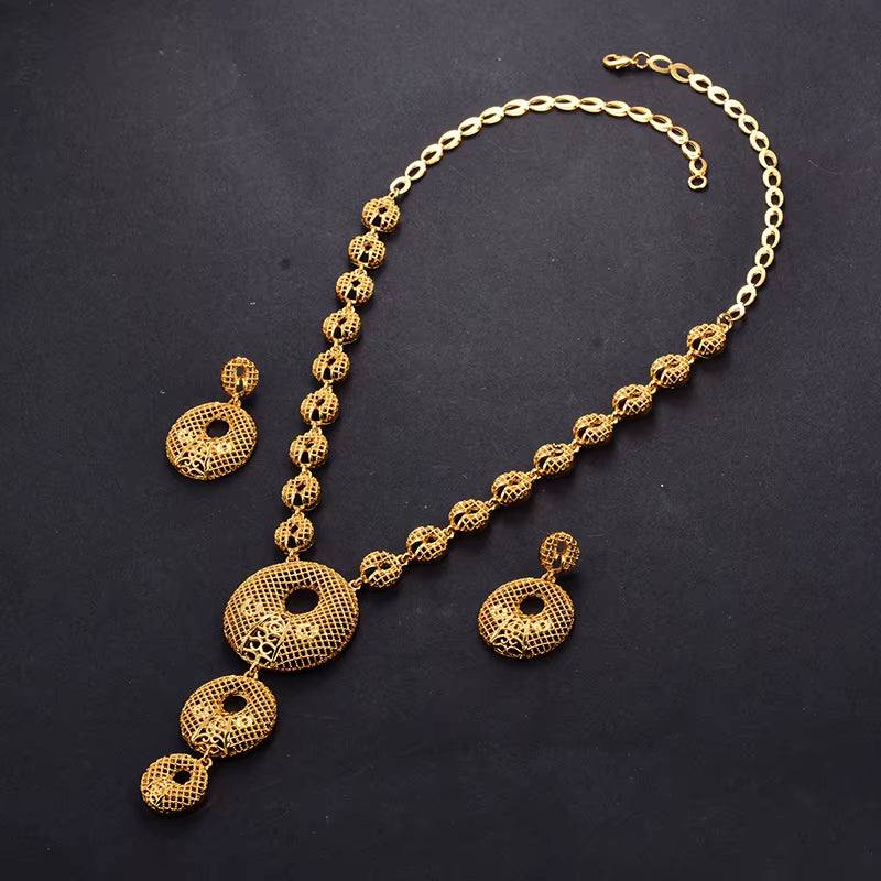 Dubai Gold Color Earrings/Necklaces/Jewelry Sets for Women Gold Color African/Nigeria Jewellery Gifts Band Gift Box