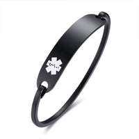 Free Engraving Medical Alert Bracelet Non Allergenic Surgical Steel ID Cuff Bangle Bracelets for Women Jewelry