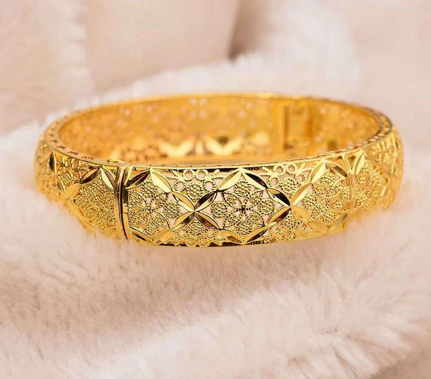 Fashion Accessories New Luxury Gold Color Bangles Women Men Girls Ethiopian African Dubai Wedding Bracelet Pulseras Party Gifts