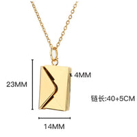 Love Letter Envelope Pendant Necklace Customized Stainless Steel Jewelry Confession Love You for Valentine Day Mother Day