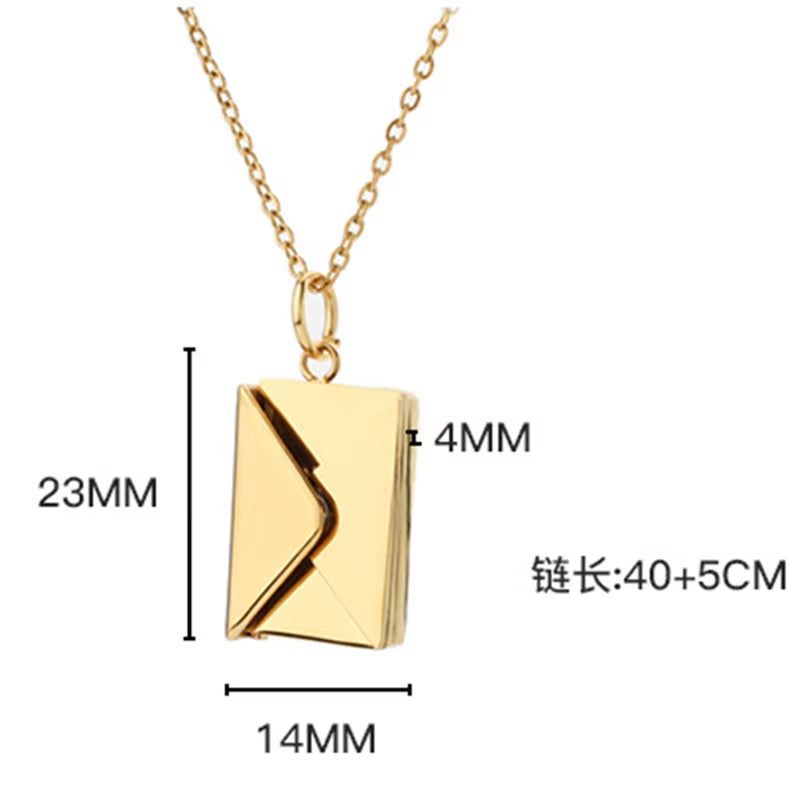 Love Letter Envelope Pendant Necklace Customized Stainless Steel Jewelry Confession Love You for Valentine Day Mother Day