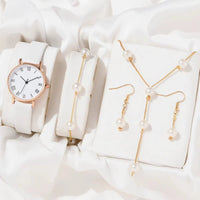 4PCS Set Luxury Watches Set Women Rhinestone Fashion Elegant Wristwatch Quartz Watch Ladies Clock for Women Relogio Rose Gold