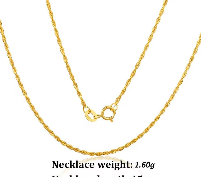 YUNLI Real 18K Gold Twisted Chain Necklace Simple Style Pure AU750 Hemp Rope Chain for Women Fine Jewelry Gifts