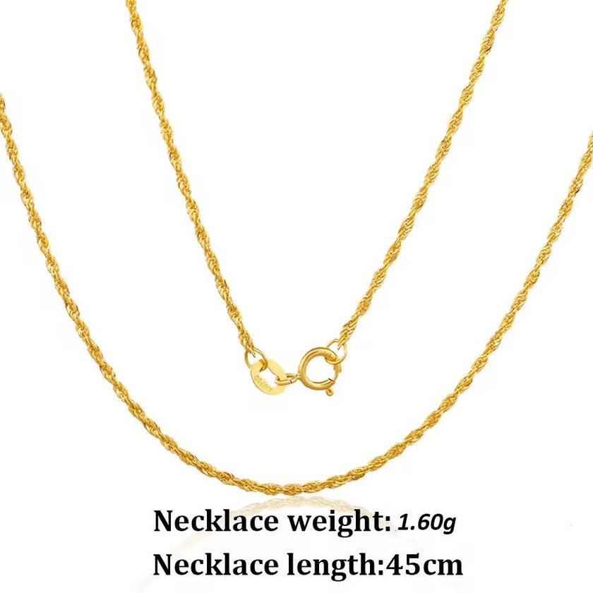YUNLI Real 18K Gold Twisted Chain Necklace Simple Style Pure AU750 Hemp Rope Chain for Women Fine Jewelry Gifts