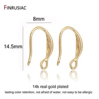 Brass Metal 14K Gold Plated Earring Hooks Accessories Earwires Wholesale Diy Earrings Findings Material