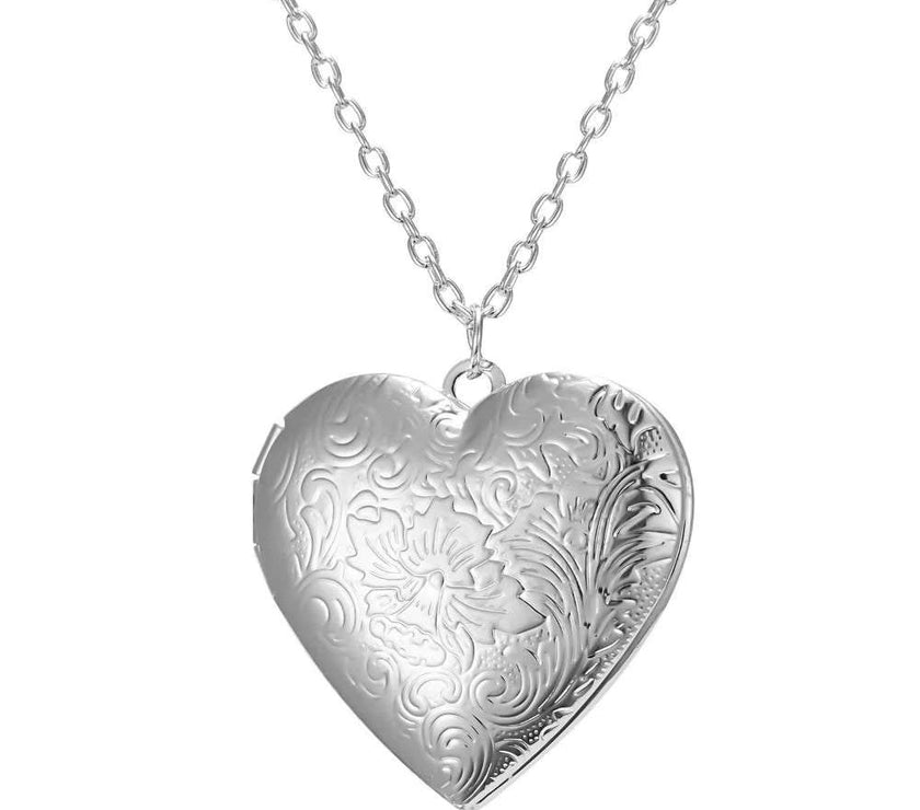 Love Heart Secret Message Locket Necklace Pendant DIY Photo Picture Locket Vintage Gift for Lover Couples Custom Message