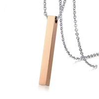 Custom Long Vertical Bar Necklace for Women Men Engrave Persoanlized Name Initial Pendant Stainless Steel Inspiration Gifts