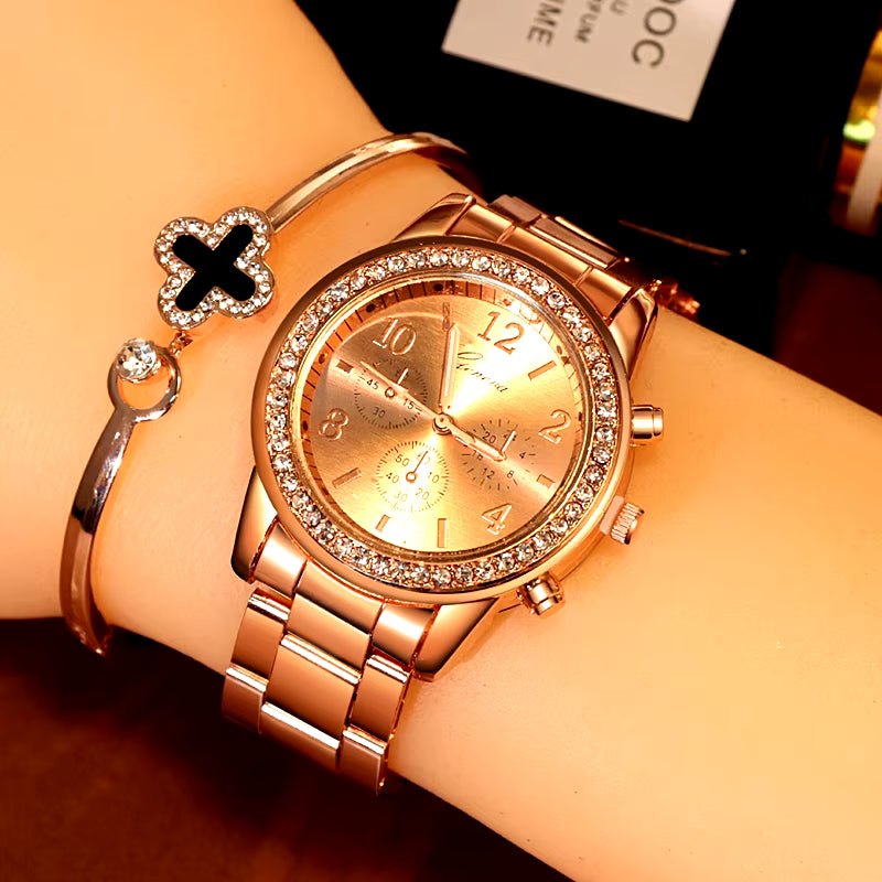 Women'S Watches Geneva Classic Luxury Rhinestone Watch Women Watches Ladies Fashion Gold Watch Clock Reloj Mujer Montre Femme