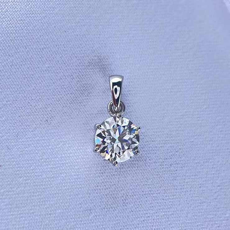 Real 18K White Gold Pendant 1CT Moissanite Necklace 6.5MM VVS Lab Diamond Rose Gold Fine Jewelry for Women Engagement Gift Au750