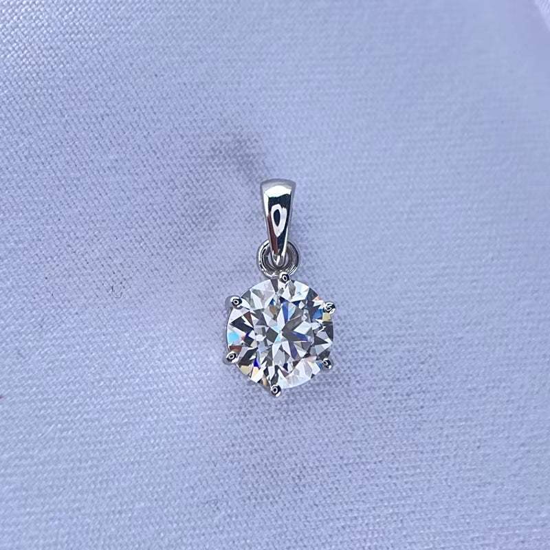 Real 18K White Gold Pendant 1CT Moissanite Necklace 6.5MM VVS Lab Diamond Rose Gold Fine Jewelry for Women Engagement Gift Au750