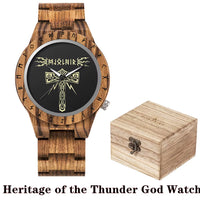 Viking Watches  Wooden Men Watch Top Japanese Quartz Movement Wristwatch with Helm of Awe Runic Circle Fashion Gift Box