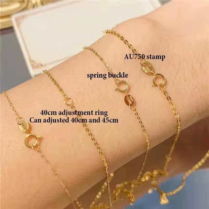 Real 18K Gold Chain Necklace Classic O Chain Design Pure AU750 Fine Jewelry Gifts Women Necklace