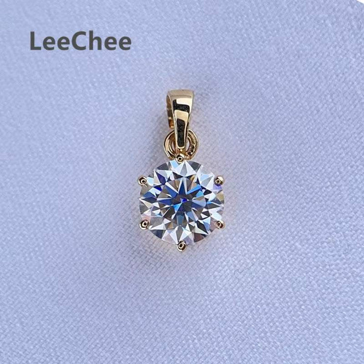 Real 18K White Gold Pendant 1CT Moissanite Necklace 6.5MM VVS Lab Diamond Rose Gold Fine Jewelry for Women Engagement Gift Au750