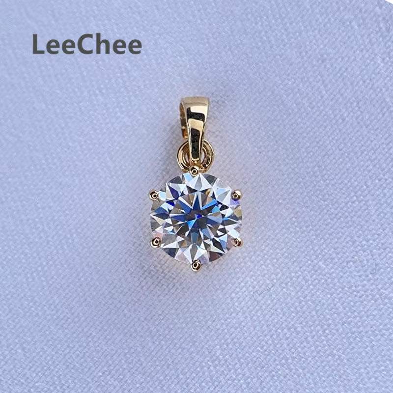 Real 18K White Gold Pendant 1CT Moissanite Necklace 6.5MM VVS Lab Diamond Rose Gold Fine Jewelry for Women Engagement Gift Au750