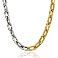 Thick Flat Rounded Rectangle Gold-Color Link Chain Necklace Men Women Stainless Steel Fashion Jewelry 1 Piece
