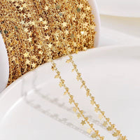 Brass 14K Gold Plated Star Heart Charms Bead Chain Satellite Cable Link Chains Diy for Women Necklace Bracelet Jewelry Making