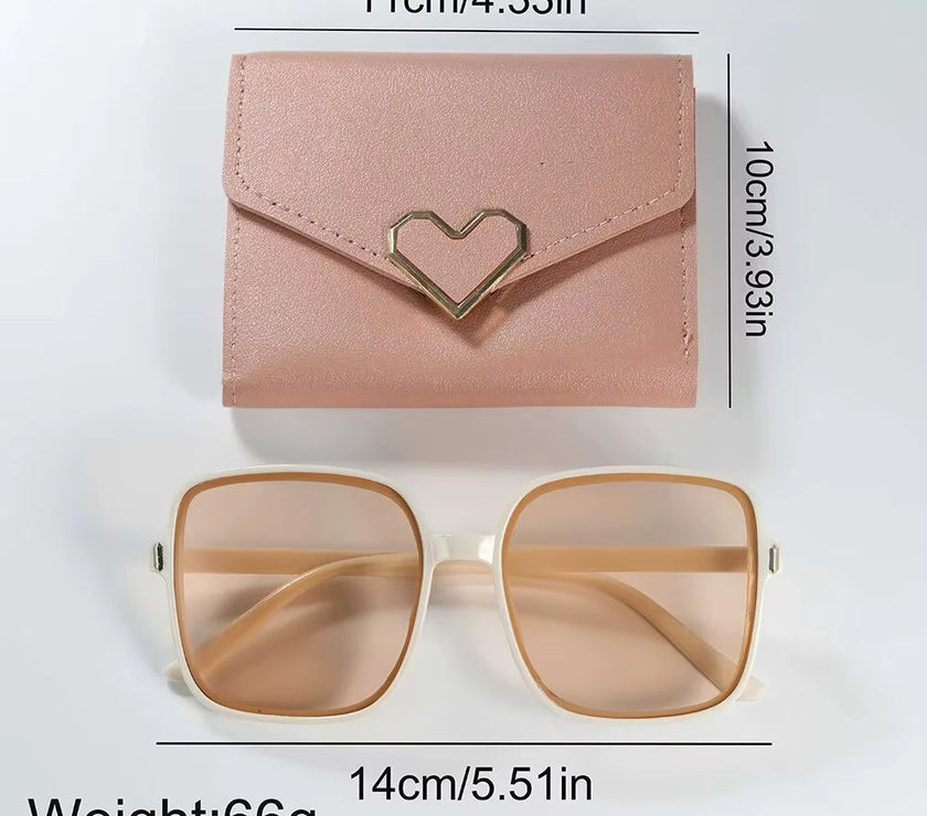 Luxury 3PCS Set Women Casual Leather Watches Quartz Wristwatches & Ladies Heart Bow Wallet Glasses Sunglasses Clock Montre Femme