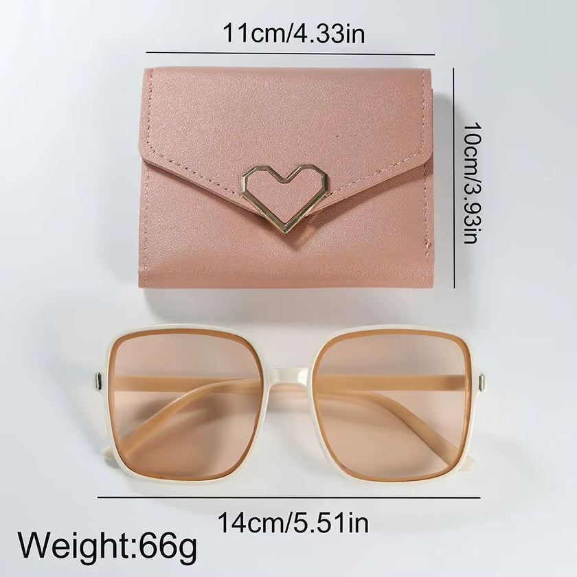 Luxury 3PCS Set Women Casual Leather Watches Quartz Wristwatches & Ladies Heart Bow Wallet Glasses Sunglasses Clock Montre Femme