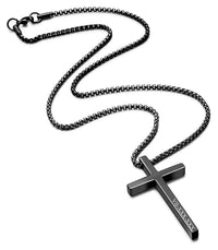 3 Colors Customized Personality Engrave Text Name Date Stainless Steel Cross Pendant Necklace Valentines Day Gift for Men Woman
