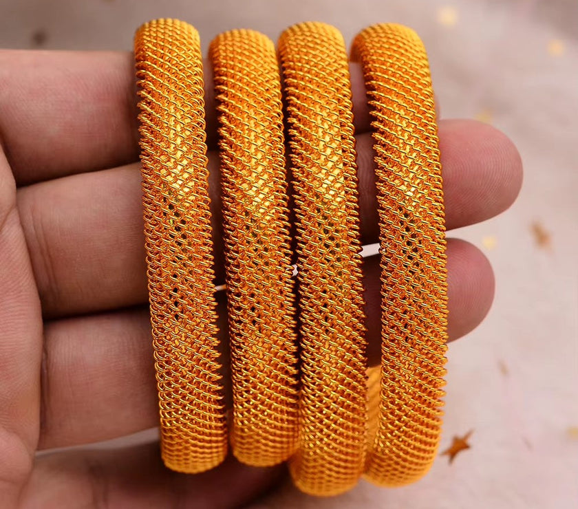 Bridal Wedding Jewelry 4Pcs/Set 24K Dubai Gold Color Cuff Bangle for Women Ethiopian Jewelry Bracelets African Wedding Jewelry for Bangles Party Gifts