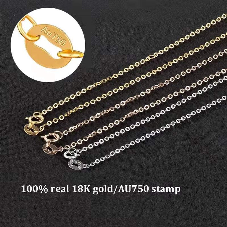 Real 18K Gold Chain Necklace Classic O Chain Design Pure AU750 Fine Jewelry Gifts Women Necklace