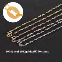 Real 18K Gold Chain Necklace Classic O Chain Design Pure AU750 Fine Jewelry Gifts Women Necklace