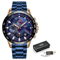 2022 New LIGE Fashion Mens Watches Stainless Steel Top Brand Luxury Sport Chronograph Quartz Withwatch for Men Relogio Masculino