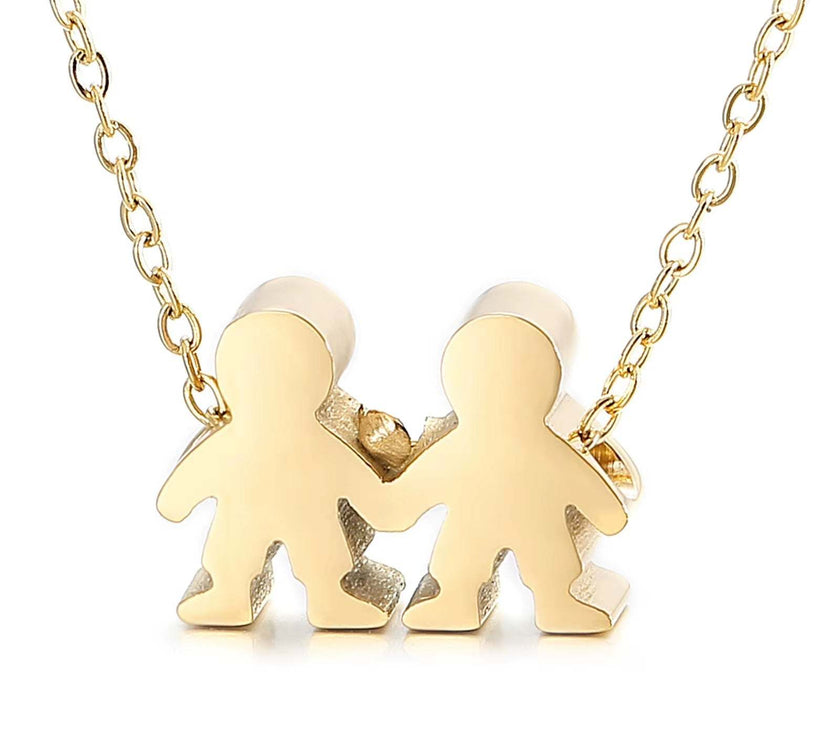 Boy Girl Kid Pendant Women Necklace Name Date Child Family Jewelry Engraved Stainless Steel Gold Color Jewelry