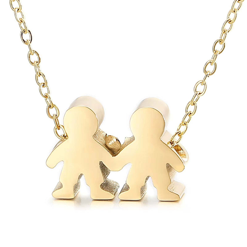Boy Girl Kid Pendant Women Necklace Name Date Child Family Jewelry Engraved Stainless Steel Gold Color Jewelry