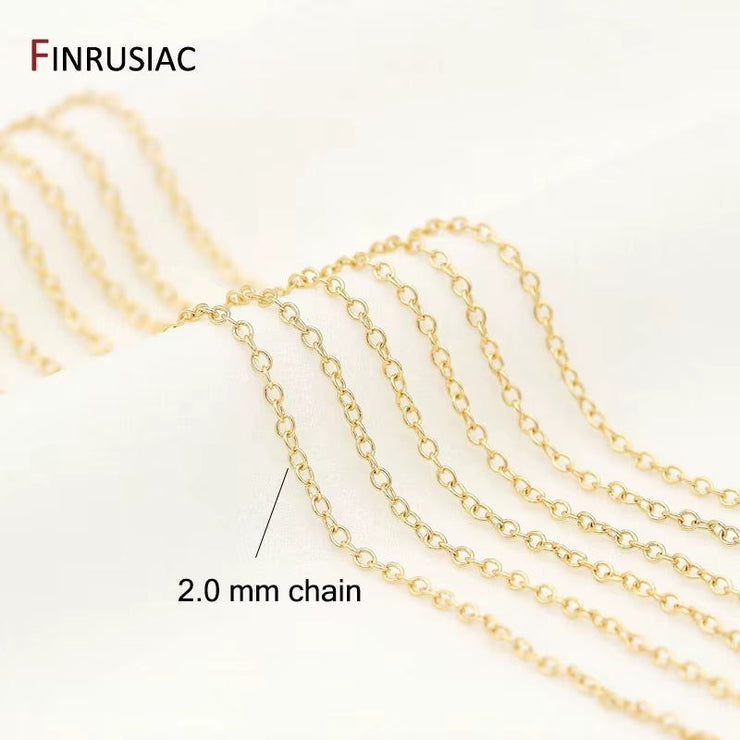 14K Real Gold Plated Chain for Jewelry Making 1.2Mm 1.6Mm 2.0Mm Thin Chain Wholesale Handmade DIY Jewelry Findings