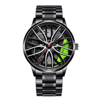Car Watches for Men Waterproof Stainless Steel Quartz Wrist Watch Sports Men'S Watches with Car Wheel Rim Hub Design