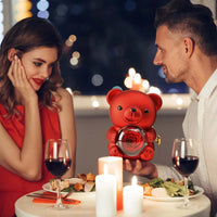 Women's Red Eternal Rose Teddy Bear with Stainless Steel Custom Names Necklace Jewelry Gifts Set for Woman Valentine'S Gift