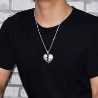 Broken Heart Necklace & Pendant Charms Chain for Men Real Gold Plated Hip Hop Jewelry