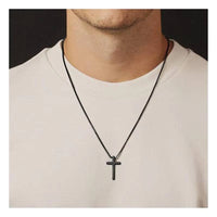 3 Colors Customized Personality Engrave Text Name Date Stainless Steel Cross Pendant Necklace Valentines Day Gift for Men Woman