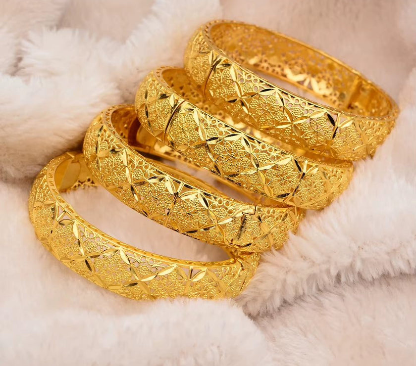 Fashion Accessories New Luxury Gold Color Bangles Women Men Girls Ethiopian African Dubai Wedding Bracelet Pulseras Party Gifts