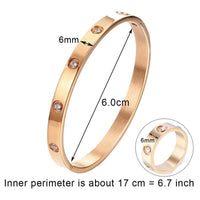 Style Luxury Bijoux Pulseira Feminina Bangle Ring Set Stainless Steel Jewelry Fit Lover Female Crystal Bracelets Rings Fashion Women