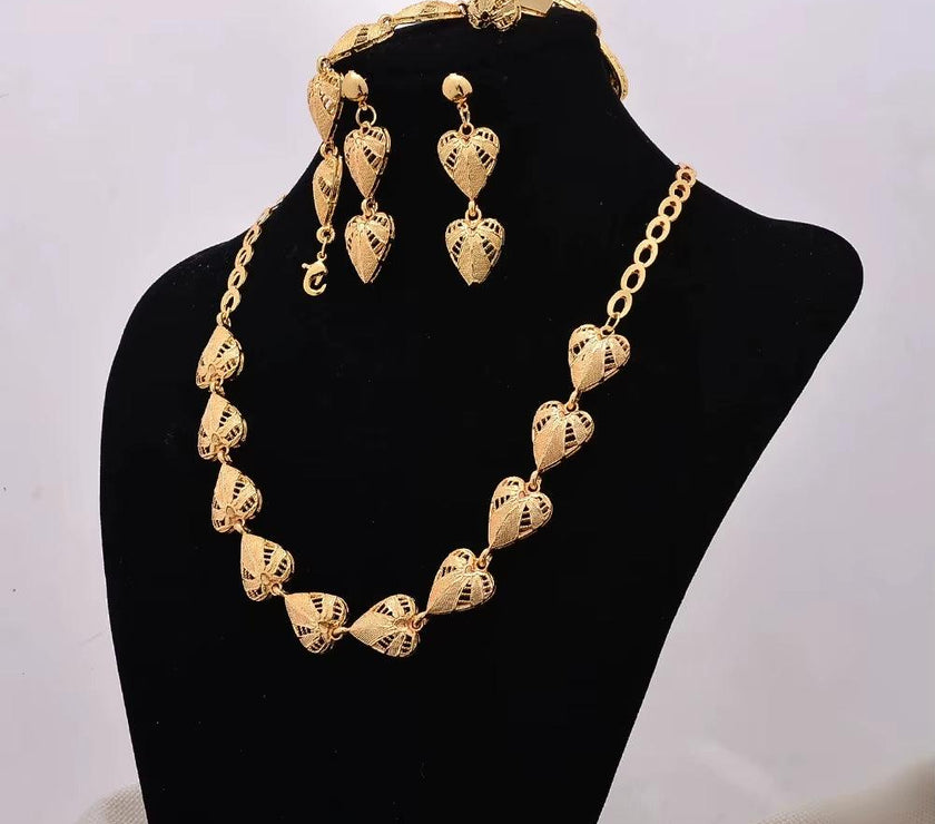 Dubai Gold Color Earrings/Necklaces/Jewelry Sets for Women Gold Color African/Nigeria Jewellery Gifts Band Gift Box