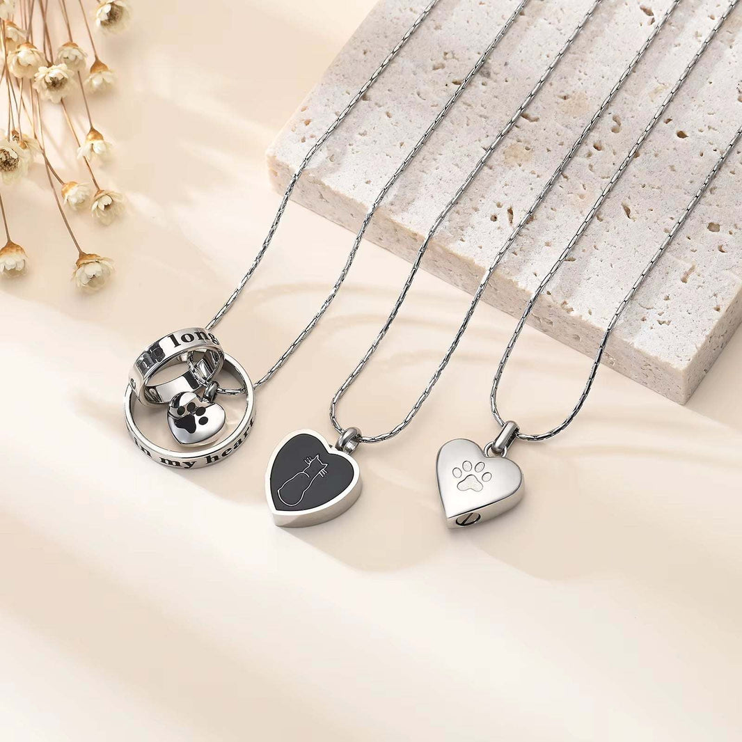 Cremation Jewelry Urn Pendant Necklace for Pet Dog Cat Ashes 316L Stainless Steel Customized Gift to Women Men Keepsake Jewelry